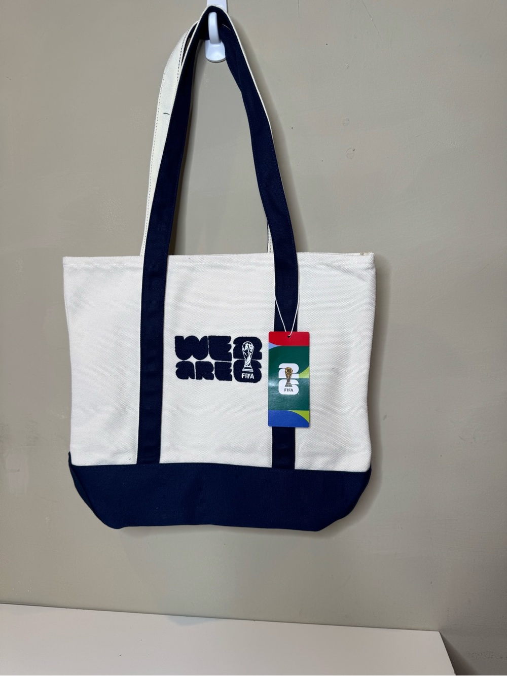 FIFA World Cup 26 Official Licensed Canvas Tote Bag White Navy NWT